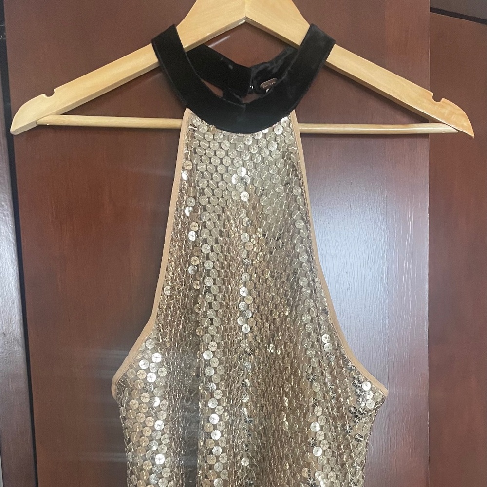 Free People Let’s Groove gold sequin tank